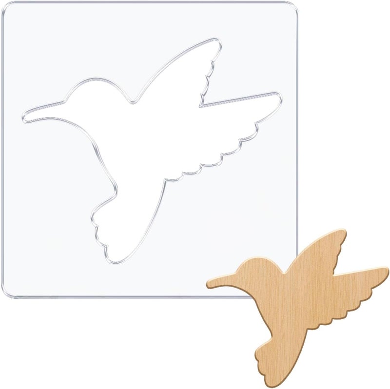 beinkmake Hummingbird Router Template Acrylic Clear Valet Tray Router Template for Woodworking Drawing Inlay Templates Charcuterie Board Handicraft Decorative 7.9x7.9 inch - Image 1